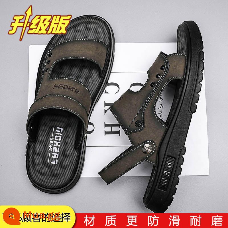 Bố Giày Sandal Nam Mùa Hè Ngoài Trời Đi Lái Xe Thể Thao Giải Trí Chống Trơn Trượt Khử Mùi Đáy Mềm Chịu Mài Mòn Dép Đi Biển - Màu xám - mô hình nâng cấp