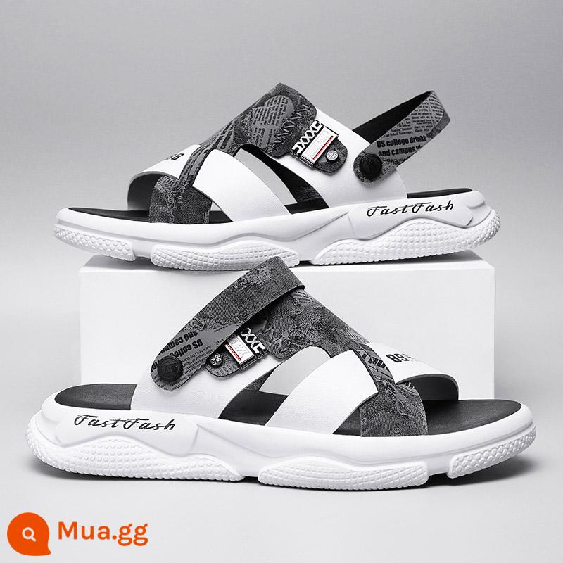 Bố Giày Sandal Nam Mùa Hè Ngoài Trời Đi Lái Xe Thể Thao Giải Trí Chống Trơn Trượt Khử Mùi Đáy Mềm Chịu Mài Mòn Dép Đi Biển - Xám-8511