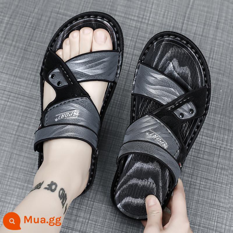 Bố Giày Sandal Nam Mùa Hè Ngoài Trời Đi Lái Xe Thể Thao Giải Trí Chống Trơn Trượt Khử Mùi Đáy Mềm Chịu Mài Mòn Dép Đi Biển - Xám-5503