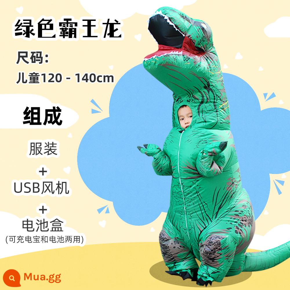 Trang Phục Giáng Sinh Trẻ Em Kỷ JuRa Trưởng Thành Khủng Long Khủng Long Tyrannosaurus Rex Bơm Hơi Quần Áo Hoạt Hình Ngộ Nghĩnh Búp Bê Trang Phục Biểu Diễn - trẻ em màu xanh lá cây