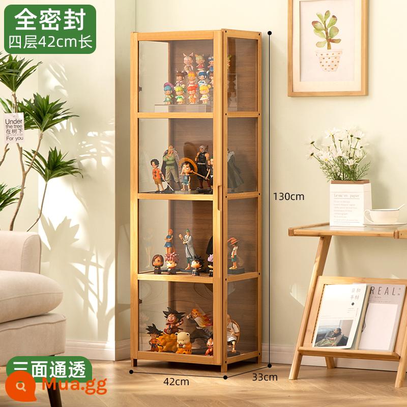 Tủ trưng bày mô hình Lê cao áp acrylic trưng bày tủ khói tủ kính quầy mỹ phẩm trang trí tủ trưng bày - [Ba mặt trong suốt] Màu gốc - bốn lớp dài 42 (cửa đơn)