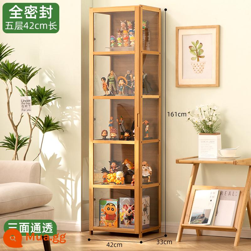 Tủ trưng bày mô hình Lê cao áp acrylic trưng bày tủ khói tủ kính quầy mỹ phẩm trang trí tủ trưng bày - [Trong suốt ba mặt] Màu gốc - năm lớp dài 42 (cửa đơn)