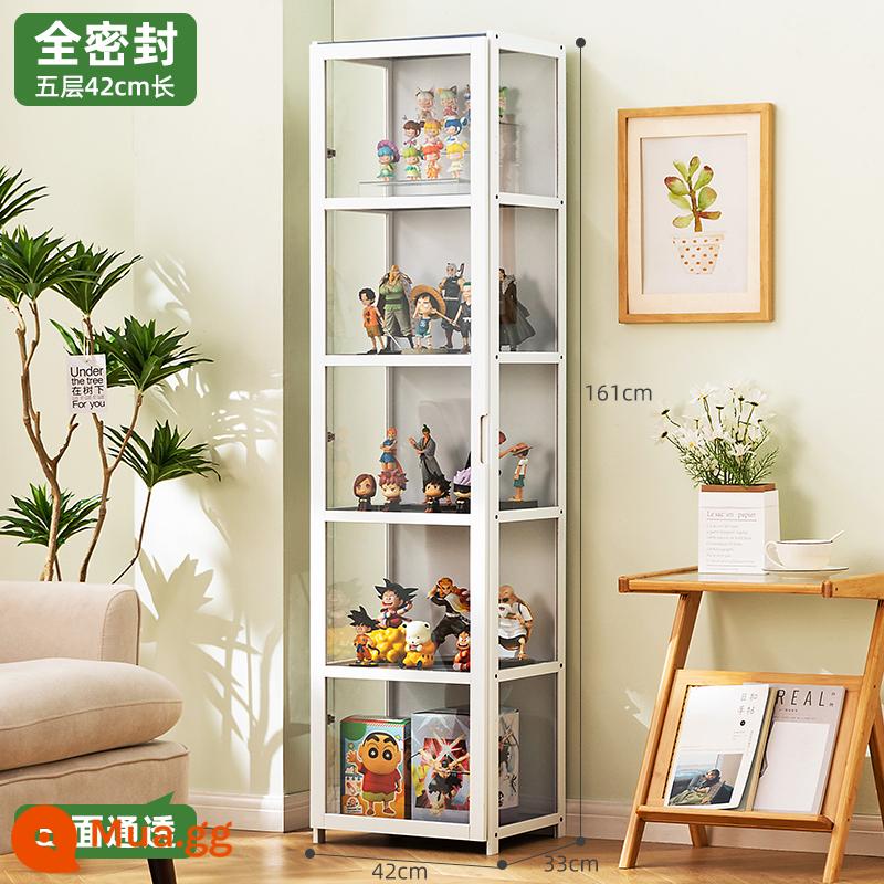 Tủ trưng bày mô hình Lê cao áp acrylic trưng bày tủ khói tủ kính quầy mỹ phẩm trang trí tủ trưng bày - [Trong suốt ba mặt] Trắng - dài 5 lớp 42 (cửa đơn)