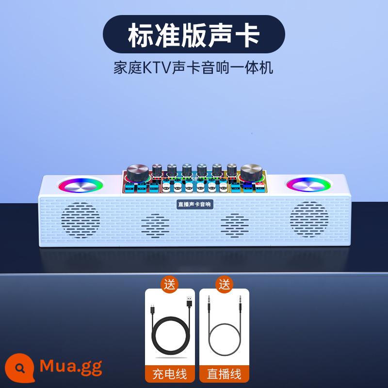 Sound card âm thanh sống động Trọn bộ micro không dây Douyin quốc k thu âm bài hát chuyên dụng điện thoại di động máy tính - Card âm thanh đơn màu trắng [Loa Bluetooth + tạo tác karaoke + chèn thẻ TF + thay đổi giọng nói ma thuật]