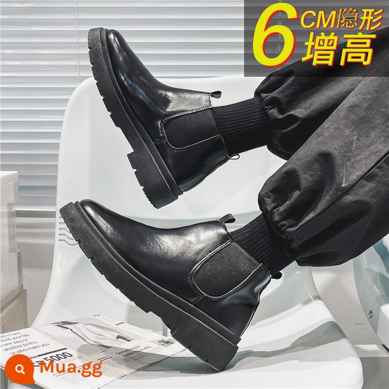 Mùa Thu Giày Chelsea Boot Nam Giày Bốt Martin Cao Dụng Cụ Thủy Triều Giày Ins Huệ Châu Giữa Ống Ngắn Ống Khói Thu Đông - AM16 đen [tăng chiều cao]