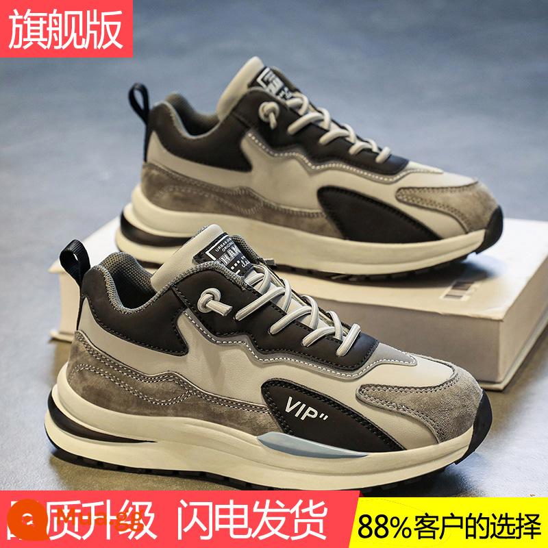 Giày Nam 2023 Mùa Xuân Mới Forrest Gump Giày Bảo Hiểm Lao Động Thể Thao Giải Trí Nơi Làm Việc Giày Slip-on Xuân Thu Giày Hợp Thời Trang - Xám (Chủ lực)