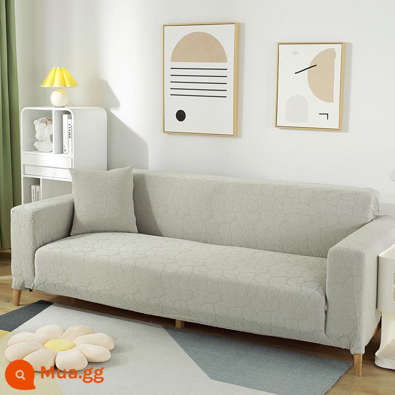 Ghế Sofa Bao Gồm Tất Cả Bộ Đa Năng Giày Lười Co Giãn Ghế Sofa Bốn Mùa Đa Năng Chống Mèo Xước Sofa Đệm Ghế Sofa khăn - Vải jacquard lá dày màu xám (co giãn toàn diện)