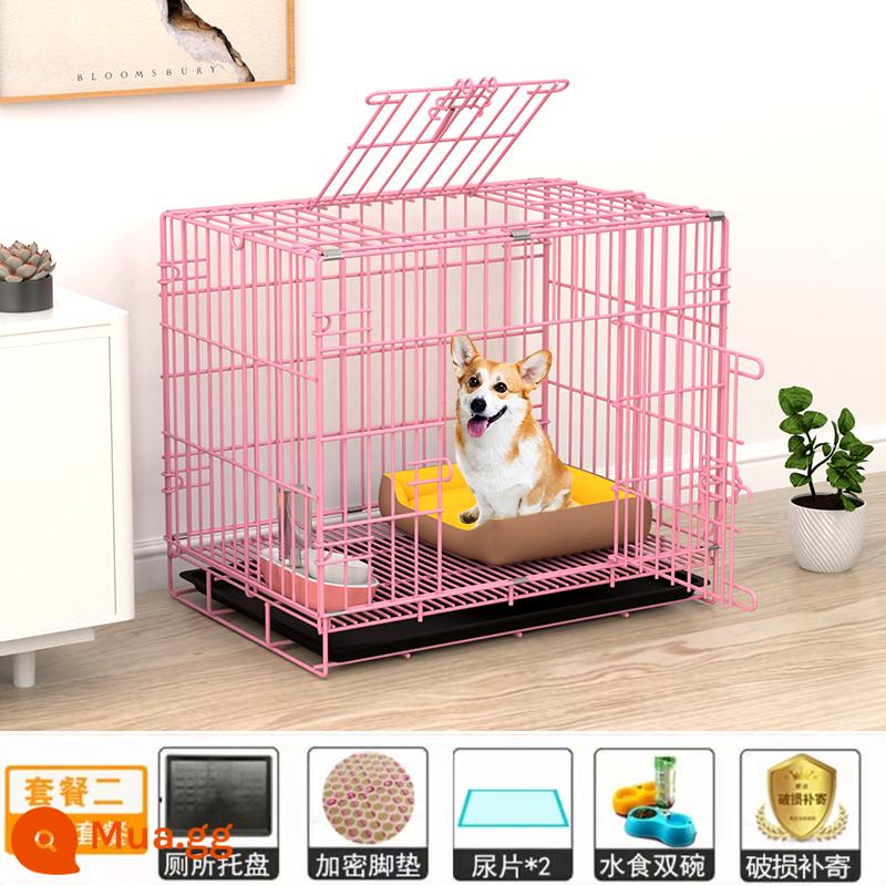 Chó lồng nhỏ Inu Teddy Cage Mang nhà vệ sinh tách con chó cỡ trung bình -Corcho Nội thất lớn Villas thú cưng - Phiên bản hồng đậm (gói cao cấp 2)