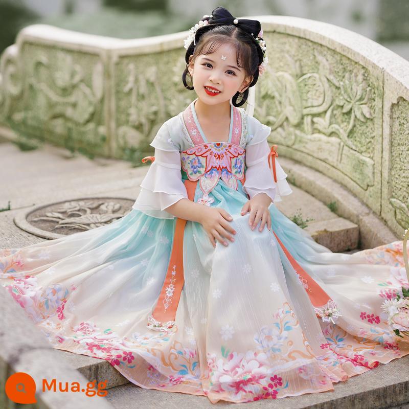 Hanfu Bé Gái Quần Áo Mùa Hè Trẻ Em Cổ Quần Áo Mùa Hè Phong Cách Trung Hoa Siêu Tiên Đường Phù Hợp Với Đồ Cổ Công Chúa Bé Gái Mùa Hè - màu xanh lá