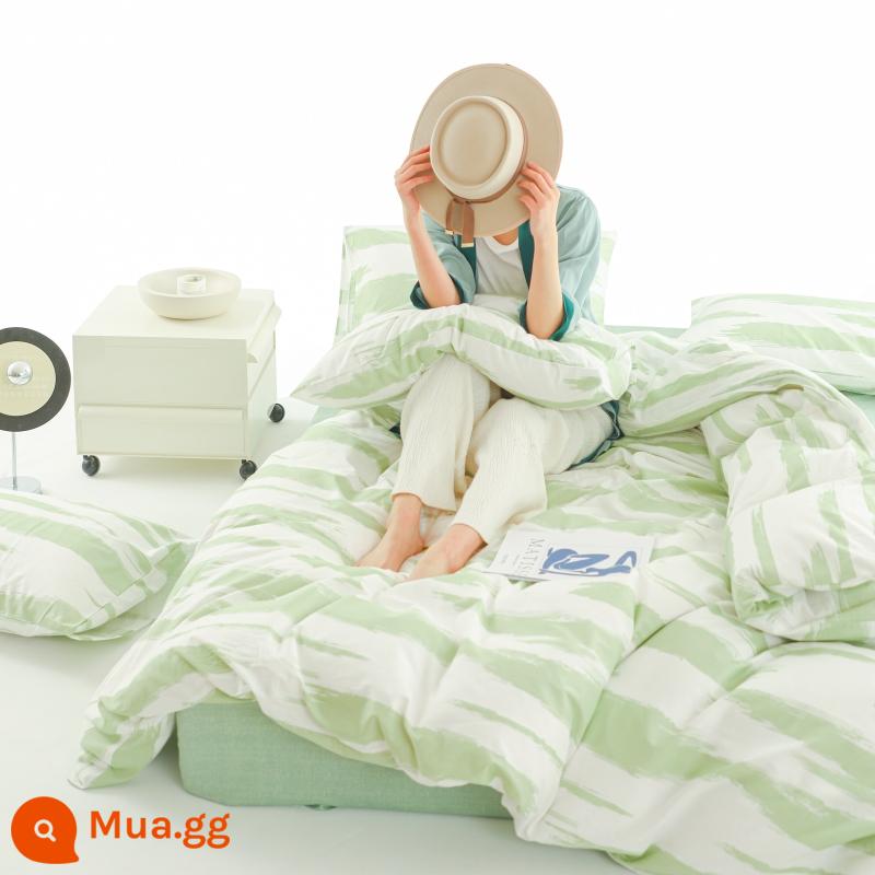 Nhẹ sang trọng và chất lượng cao cotton mùa đông ga trải giường 4 mảnh 100 cotton nguyên chất chăn ga trải giường ký túc xá sinh viên 3 4 - Yunchu Green [100% cotton chải kỹ, một kẻ giả sẽ bị trừng phạt mười]