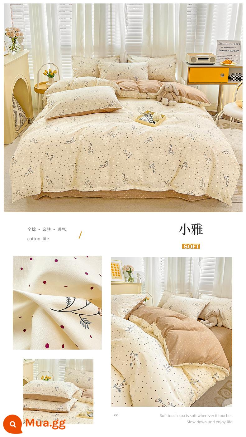 Ins nhỏ cotton tươi 4 món mùa đông 100 ký túc xá sinh viên giường nữ ga trải giường chăn ga gối 3 43 - Xiaoya [bông nguyên chất tươi nhỏ, không vón cục và không phai màu]