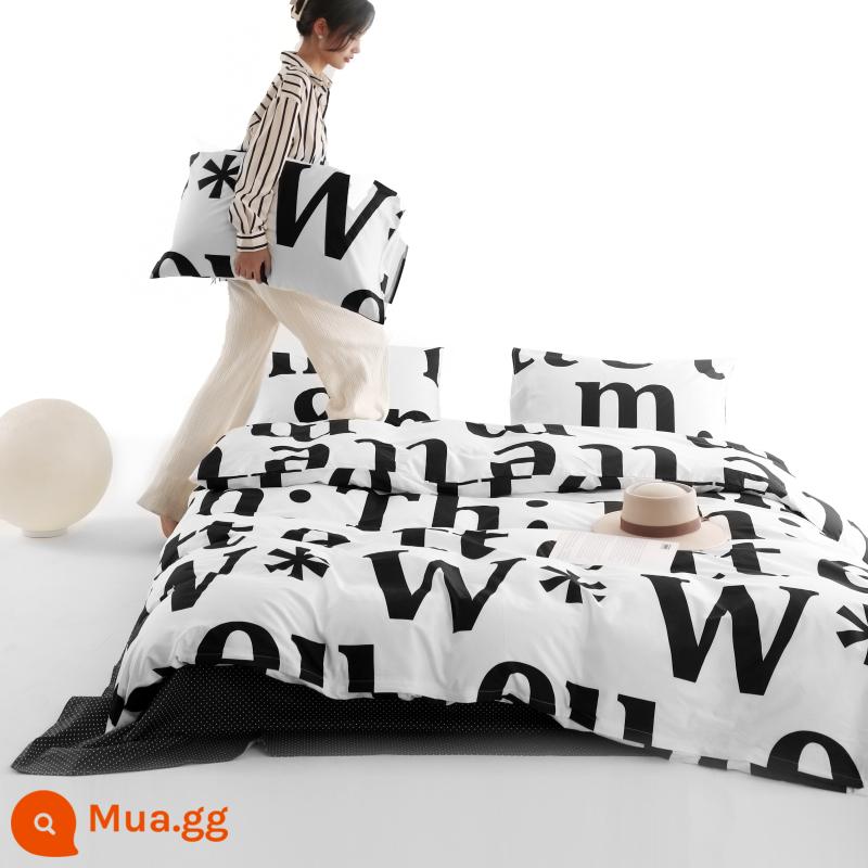 Nhẹ sang trọng và chất lượng cao cotton mùa đông ga trải giường 4 mảnh 100 cotton nguyên chất chăn ga trải giường ký túc xá sinh viên 3 4 - Ngôn Ngữ Đêm [100% cotton chải kỹ, một sai sẽ bị phạt mười]