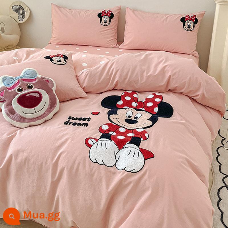 Hoạt Hình Disney Cotton Nguyên Chất 4 100 Cotton Bé Gái Trái Tim Giường Mùa Hè Vỏ Chăn Ký Túc Xá Giường 3 Bộ - Công chúa Nini [bông]