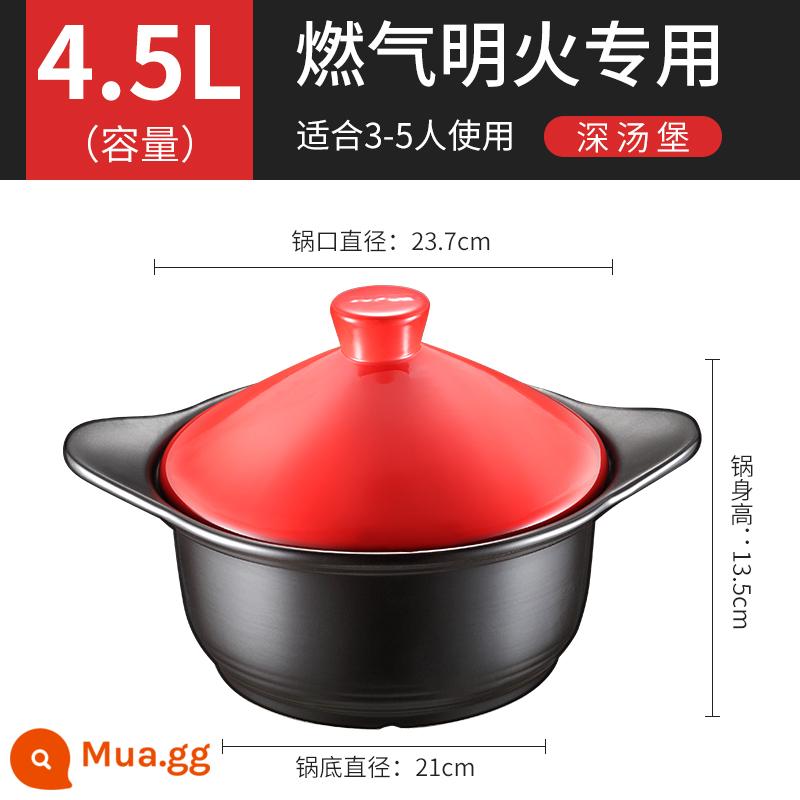 Supor Casserole Pot Stew Cooker Home Gas Gas Cooker Rice Cooker Soup súp Stew Soup đến nhiệt độ cao khô rang mà không làm nứt món thịt hầm - 4,5L [Thích hợp cho 3 ~ 5 người] [Đã nâng cấp và dày hơn]