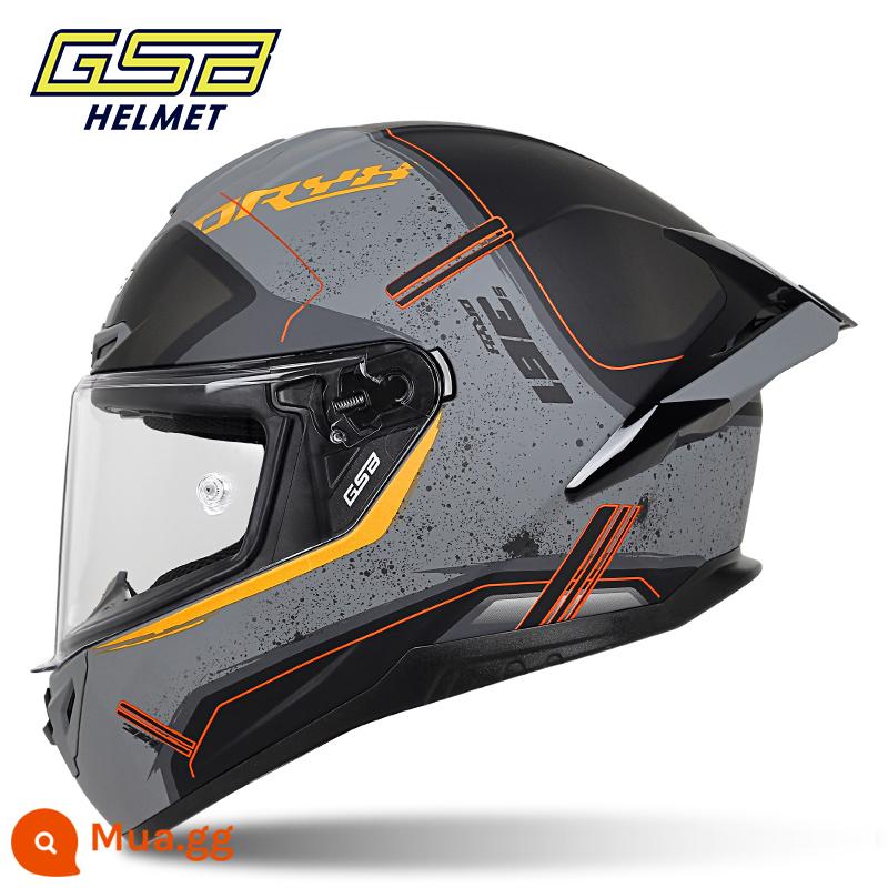 GSB Moto rcycle Mũ bảo hiểm Full Mũ bảo hiểm nam nữ Full-Bọc xe máy chống nắng Mũ bảo hiểm đi xe màu xám mũ bảo hiểm giải phóng mặt bằng - 361-GT liên sao/xám mờ (cánh sau lớn)