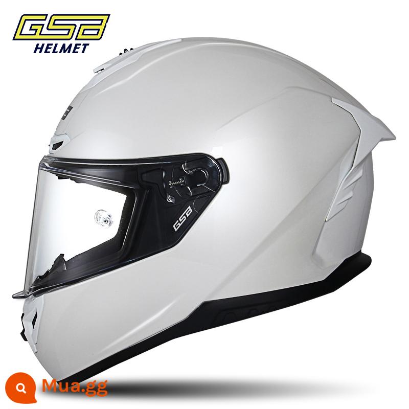 GSB Moto rcycle Mũ bảo hiểm Full Mũ bảo hiểm nam nữ Full-Bọc xe máy chống nắng Mũ bảo hiểm đi xe màu xám mũ bảo hiểm giải phóng mặt bằng - 361-Trắng Ngọc Trai [Phong Cách Nóng bỏng]