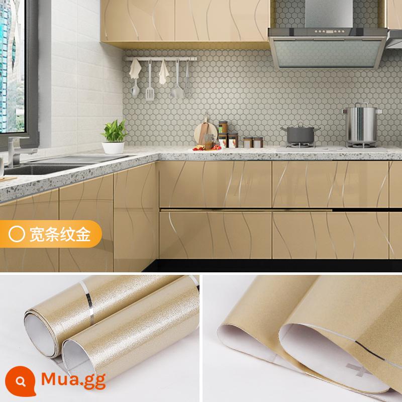 Bếp tổng thể tủ cửa tủ mặt bàn miếng dán đổi mới đặc biệt dày chống thấm dầu chống ẩm sơn ngọc trai tự dính đổi màu - [Sơn ngọc trai] Sọc vàng rộng 60*5m