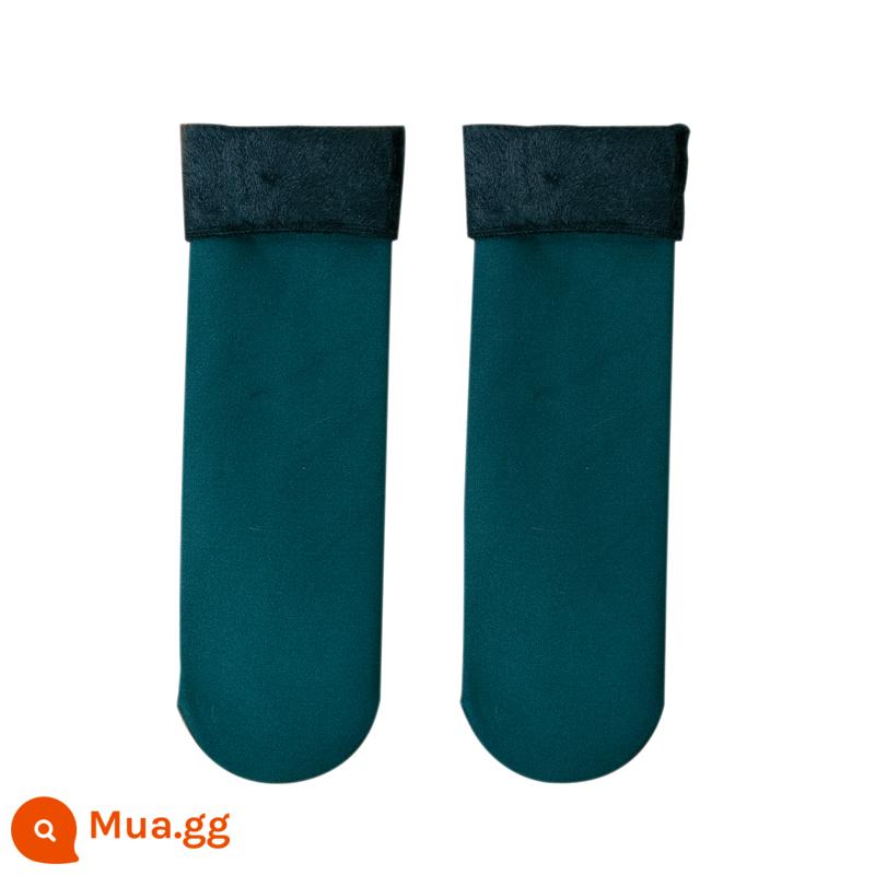 Tất dày nam mùa thu đông dày ấm sang trọng cotton đen khử mùi giữa ống tất chống lạnh Plus nhung tuyết tất - Màu xanh lá cây đậm