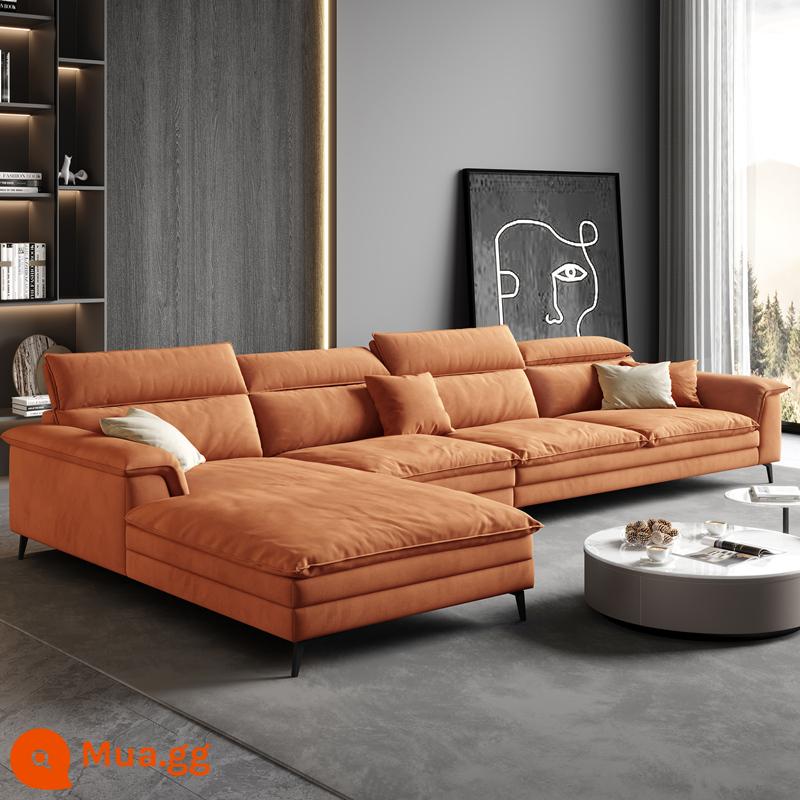 Ý tối giản công nghệ nhung cao su vải sofa căn hộ nhỏ nhà phòng khách hiện đại đơn giản thẳng hàng hoàng phi kết hợp - Màu cam chạng vạng [Khung gỗ nguyên khối]