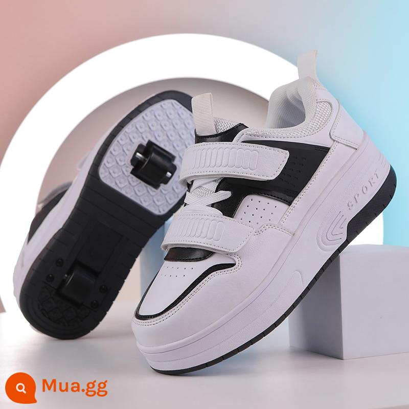 Bé Gái Heelys Mùa Xuân Thu 2024 Trẻ Em Mới Đôi Lăn Bé Gái Hợp Thời Trang Con Lớn Vô Hình Giày Trượt Patin - Trắng và đen [hình ảnh chính]