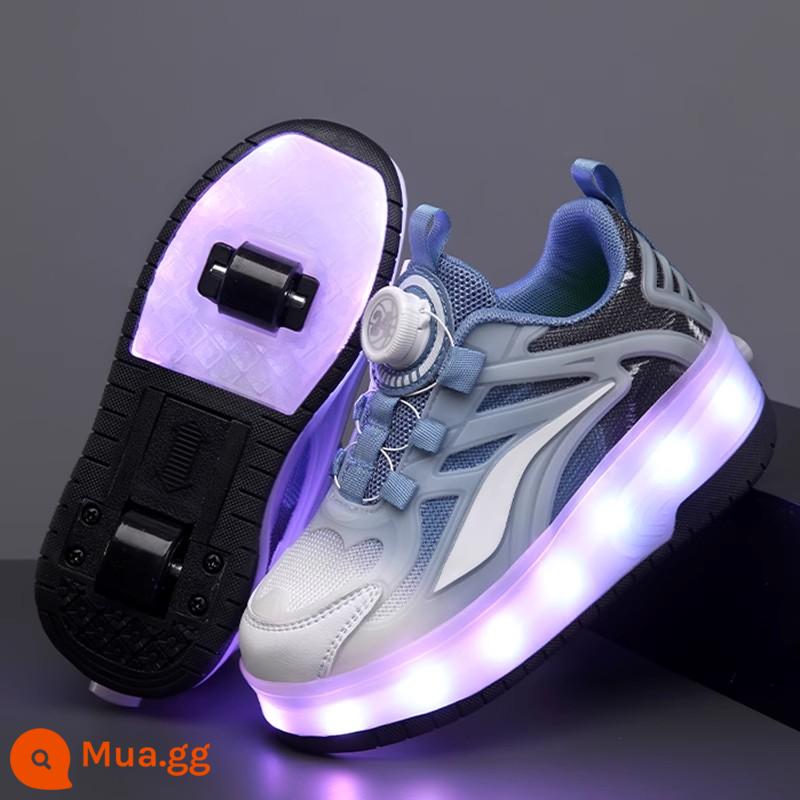 Bé Gái Heelys Mùa Xuân Thu 2024 Trẻ Em Mới Đôi Lăn Bé Gái Hợp Thời Trang Con Lớn Vô Hình Giày Trượt Patin - Màu xanh [phong cách xu hướng]