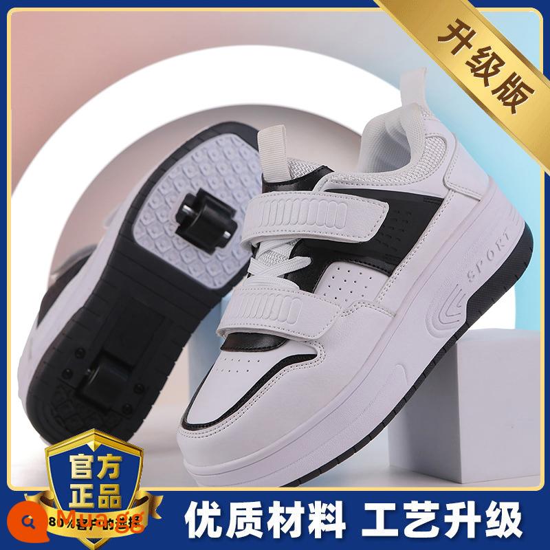 Bé Gái Heelys Mùa Xuân Thu 2024 Trẻ Em Mới Đôi Lăn Bé Gái Hợp Thời Trang Con Lớn Vô Hình Giày Trượt Patin - Trắng và đen [nâng cấp]