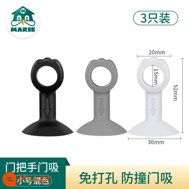 Tay nắm cửa silicon mới không cần hút, không cần đục lỗ, miếng đệm chống va chạm im lặng, phòng bột, phòng ngủ, chặn cửa hút, nút chặn cửa phía sau - [Hình bông hoa cỡ nhỏ] Gói 3 màu hỗn hợp