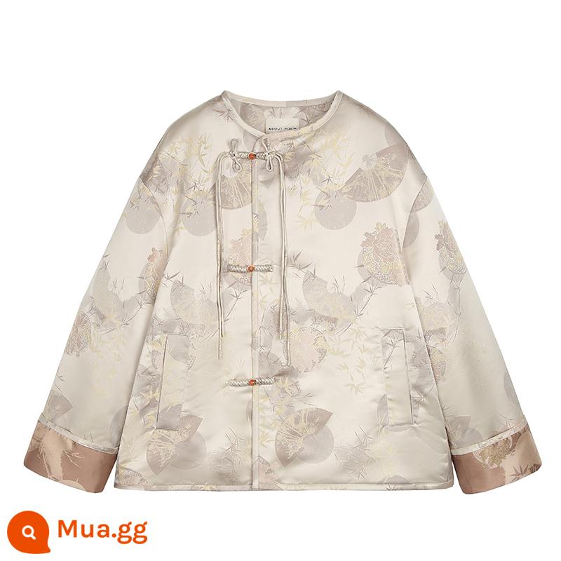 Xia Shiwen Su Nian Jinshi Mới phong cách Trung Hoa nút đĩa satin dệt hoa cổ tròn áo khoác cotton cho nữ mùa đông áo khoác cotton phong cách quốc gia - Soft Ning Jade++ Bán trước 18 ngày làm việc sau