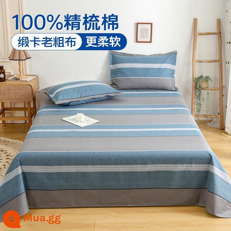 Cotton nguyên chất dày cũ vải thô giường đơn mảnh 100 cotton trẻ em chăn đơn ký túc xá sinh viên đơn 3 mảnh vải bố - Sui Xiangqu-Lan [phong cách mềm mại và thân thiện với làn da]