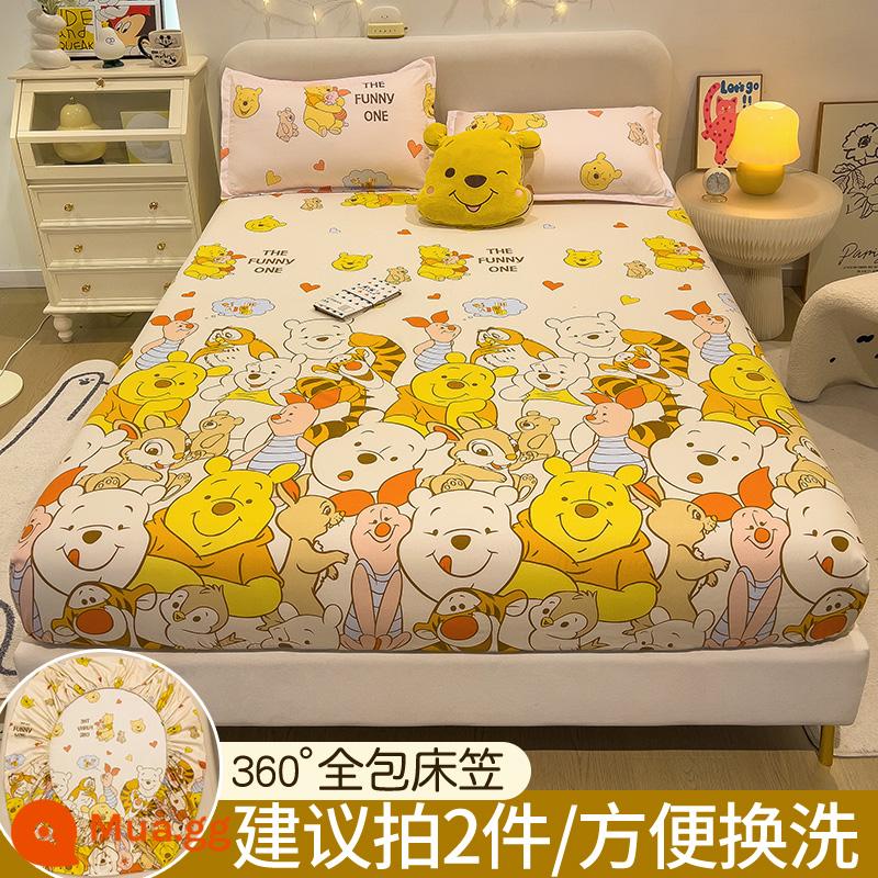 Disney Trang Bị Tấm Đơn Bộ Drap Giường 2023 Mới Giường Simmons Nệm Túi Ngủ Không Nguyên Chất Cotton Chăn Ga Gối - Gia đình Pooh [Ủy quyền chính hãng của Disney]