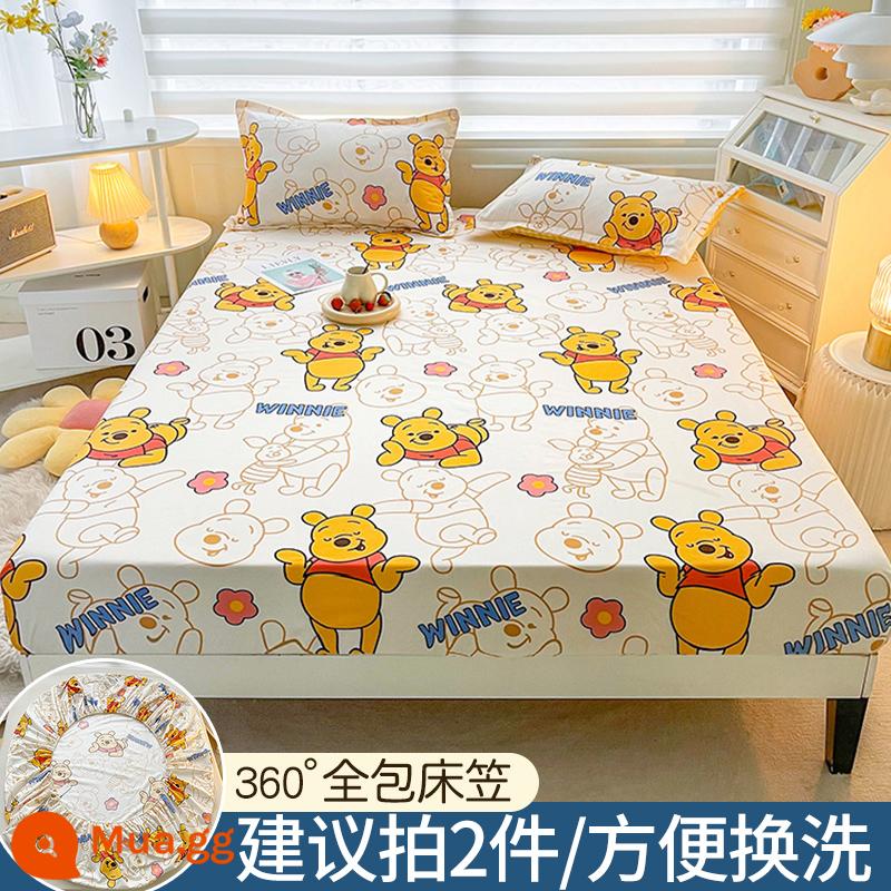 Disney Trang Bị Tấm Đơn Bộ Drap Giường 2023 Mới Giường Simmons Nệm Túi Ngủ Không Nguyên Chất Cotton Chăn Ga Gối - Happy Pooh [Ủy quyền chính hãng của Disney]