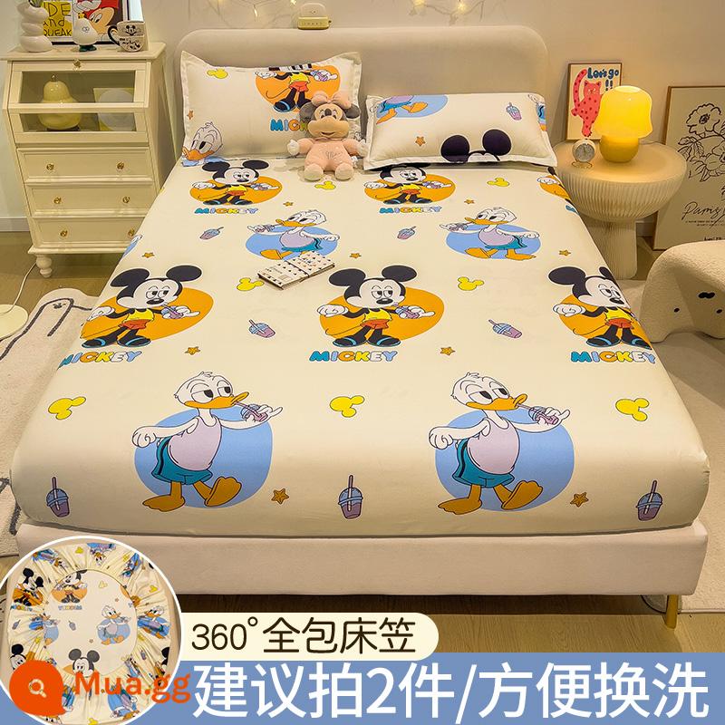 Disney Trang Bị Tấm Đơn Bộ Drap Giường 2023 Mới Giường Simmons Nệm Túi Ngủ Không Nguyên Chất Cotton Chăn Ga Gối - Summer Mickey [Ủy quyền chính hãng của Disney]