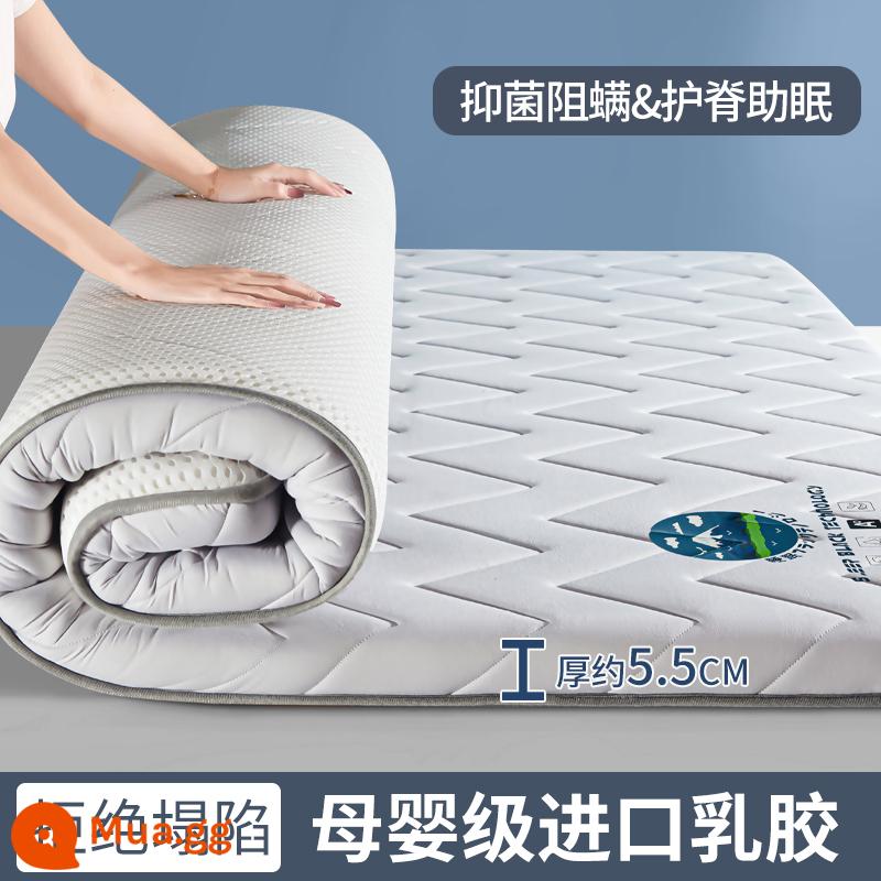 Nệm cao su đệm nhà tatami mat chăn dày ký túc xá sinh viên đơn miếng bọt biển cho thuê đặc biệt mat chăn - (Độ dày khoảng 5,5cm) Màu xám bạc cong [Mẫu cao su nâng cấp + Vải kháng khuẩn loại A]