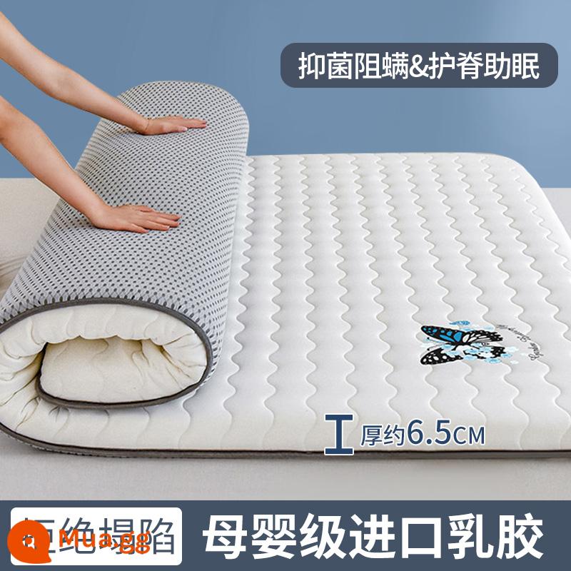 Nệm cao su đệm nhà tatami mat chăn dày ký túc xá sinh viên đơn miếng bọt biển cho thuê đặc biệt mat chăn - (Độ dày khoảng 6,5 cm) Mengdie-White [Mẫu cao su nâng cấp + Vải kháng khuẩn loại A]