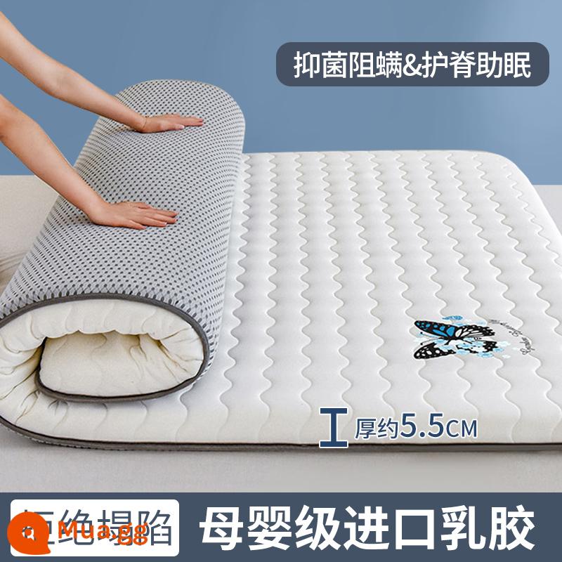 Nệm cao su đệm nhà tatami mat chăn dày ký túc xá sinh viên đơn miếng bọt biển cho thuê đặc biệt mat chăn - (Độ dày khoảng 5,5cm) Mengdie-White [Mẫu cao su nâng cấp + Vải kháng khuẩn loại A]