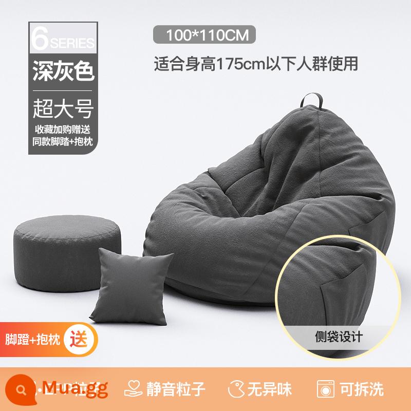 Sofa lười có thể nằm ngủ, ban công túi đậu thông thường cho người lớn, sofa nhỏ, ghế tựa, phòng ngủ, phong cách đơn, thu đông - Màu xám đậm cực lớn [có gối + gác chân]