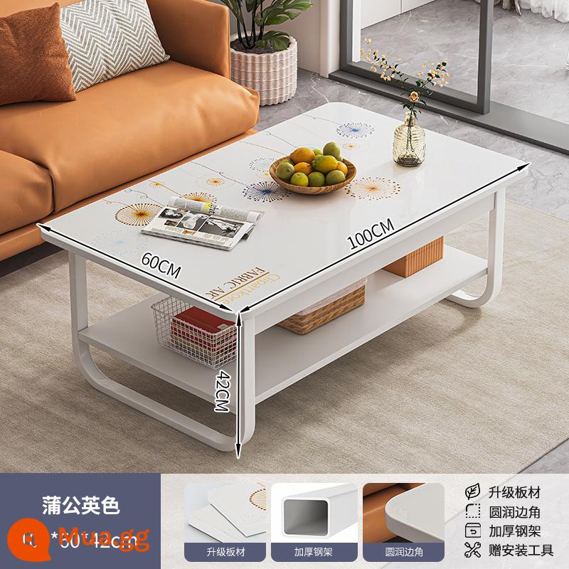 Bàn cà phê căn hộ nhỏ bàn cho thuê nhà đơn giản hiện đại tối giản sofa bên một vài phòng khách đơn giản bàn cà phê gia đình bàn trà - Trắng ấm + bồ công anh 100*60*42cm [chân thép dày]