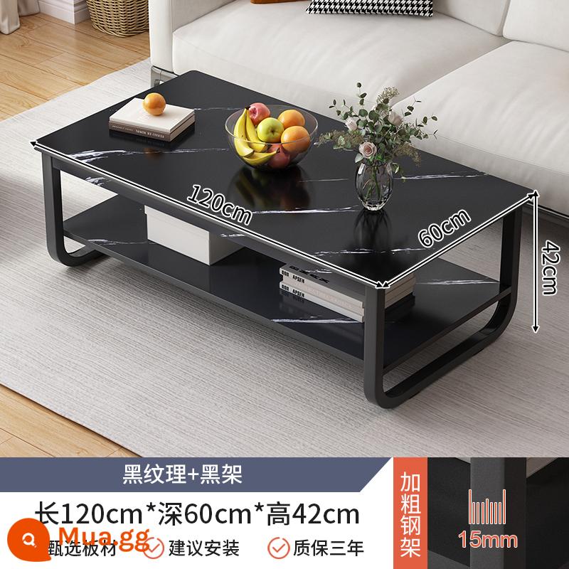 Bàn cà phê căn hộ nhỏ bàn cho thuê nhà đơn giản hiện đại tối giản sofa bên một vài phòng khách đơn giản bàn cà phê gia đình bàn trà - Mẫu đá cẩm thạch đen 120 * 60 * 42cm [chân khung thép dày]