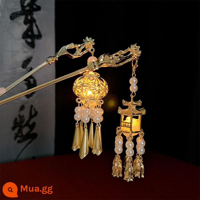 Kẹp tóc đèn lồng phát sáng mùa hè phong cách cổ xưa kẹp tóc Hanfu kẹp tóc kẹp tóc Quà tặng ngày lễ tình nhân mũ đội đầu ở phía sau đầu - Bộ 2 món phong cách hàn quốc