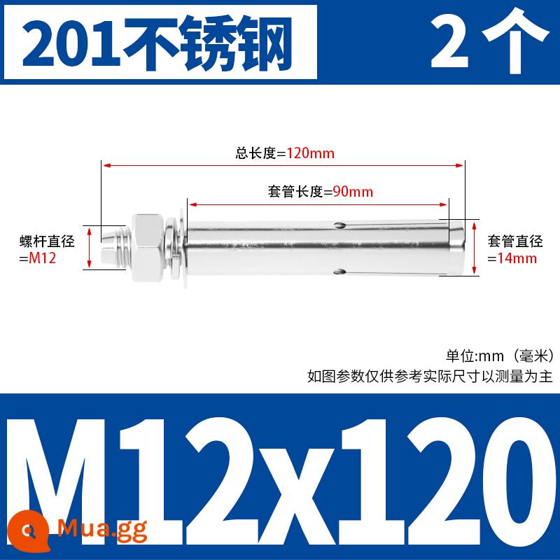 Vít mở rộng 6 mm vít mở rộng bên ngoài sắt mạ kẽm kéo vít nổ hoàn chỉnh ống mở rộng tiêu chuẩn quốc gia M8M10M12 - Chất liệu M12*120[2 miếng]201