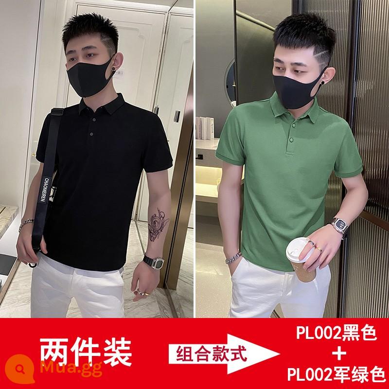 Áo sơ mi polo tay ngắn cổ ve áo thương hiệu Tide mùa hè phiên bản Hàn Quốc của xu hướng giảm béo 2022 Áo phông phù hợp với tất cả các loại - Bộ 2 màu Đen + Xanh Quân Đội có giá cả phải chăng hơn!