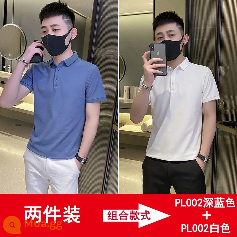 Áo sơ mi polo tay ngắn cổ ve áo thương hiệu Tide mùa hè phiên bản Hàn Quốc của xu hướng giảm béo 2022 Áo phông phù hợp với tất cả các loại - Gói 2 màu xanh đậm + trắng có giá phải chăng hơn!