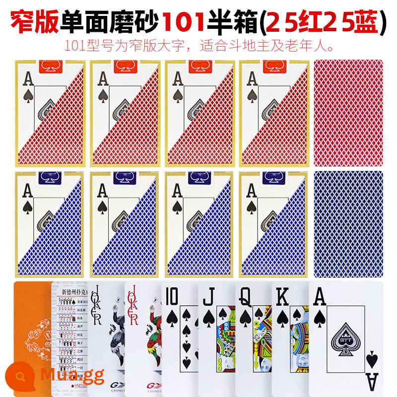 Poker Đức Châu nhựa đặc biệt poker bán buôn PVC chống thấm nước chống gấp ký tự lớn thẻ chơi cao cấp poker chất lượng cao - Phiên bản thu hẹp của ký tự lớn 101 (đỏ 25 xanh 25)