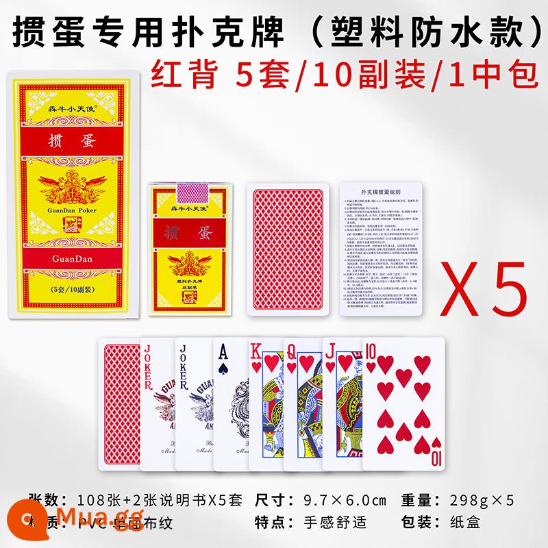 Sỉ full box 100 đôi xi cao cấp custom xi 3a xi chữ to chất lượng cao - Running Bull Plastic Egg Poker Red (5 hộp/10 đôi)