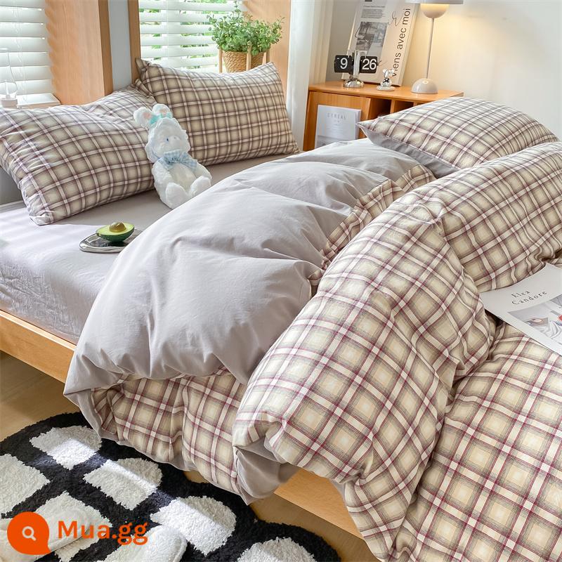 Chăn bông đã giặt vỏ chăn đơn mảnh 200x230 bông cotton nguyên chất 150x200 ký túc xá đơn chải ga trải giường chăn ga trải giường - vera-m