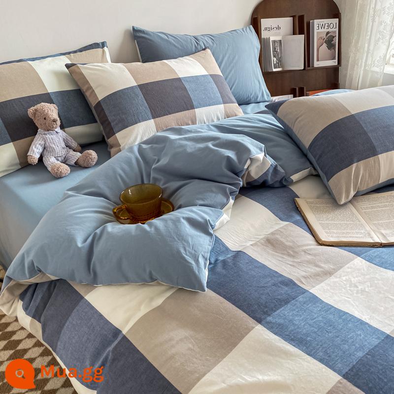 Cotton nguyên chất giặt cotton một mảnh vỏ chăn đơn ký túc xá 150x200 cotton đôi 200x230 mùa hè vỏ chăn mỏng - Lan đại ca