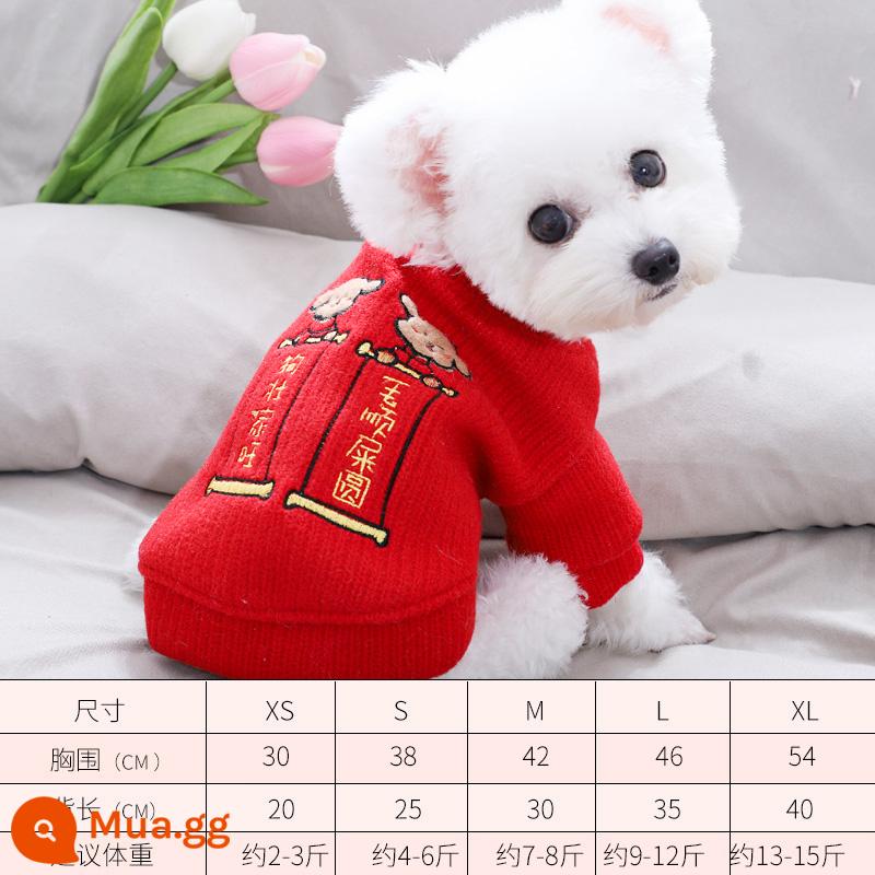 Quần áo chó mới áo len mùa thu Teddy Biebei Bumei nhỏ Dog Dog Pet Pet Autumn and Winter Autumn Sweater Jacket - Tết nguyên đán muốn muốn áo khoác lớn màu đỏ