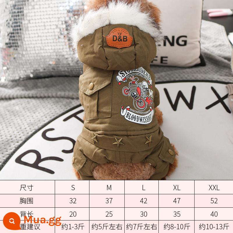 Quần áo chó mùa thu quần áo mùa thu Teddy Puppies Bốn chân áo khoác so với Beauty Pet Puppy Pupy Cotton Quần áo mùa đông - Biker quân xanh