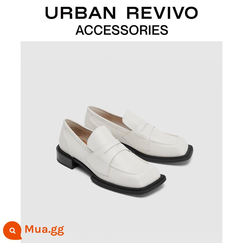 【Selection Series】URBAN REVIVO2023 giày lười nữ mũi vuông mới mùa xuân hè UATS32000 - Ngà voi