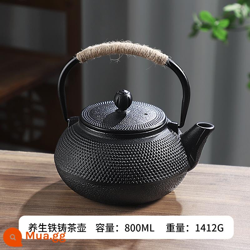 Phong cách gang kiểu Iron Pot sôi bong bóng nước thiết lập lò nung tinh thể đen - Ấm đun nước bằng gang-800ml